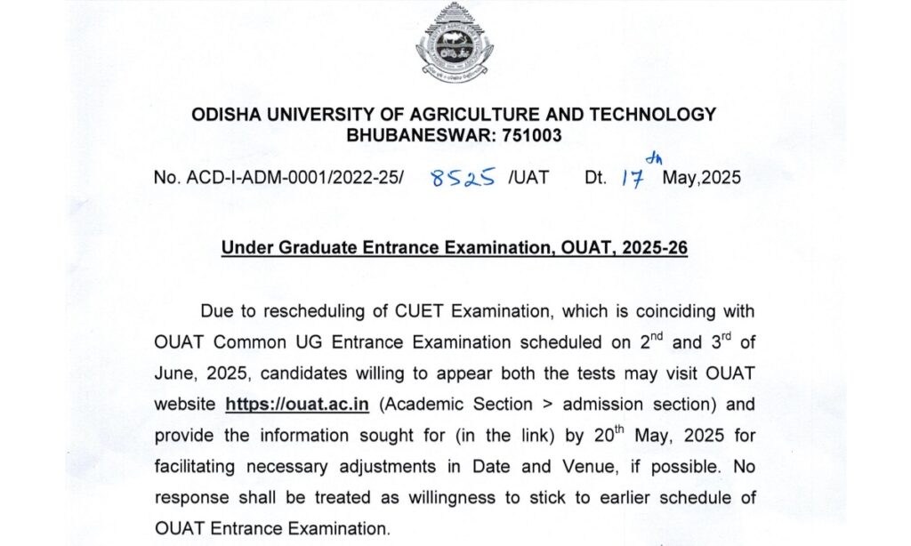 OUAT Exam Date 2025